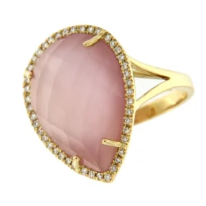 Roman Joyero Anillos<SASSARI, Anillo de oro y diamantes con cuarzo rosa.