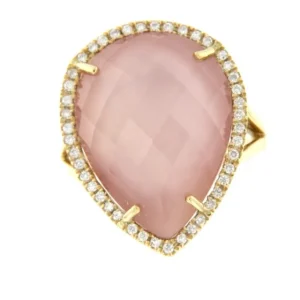 Roman Joyero Anillos<SASSARI, Anillo de oro y diamantes con cuarzo rosa.