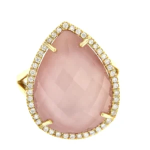 Roman Joyero Anillos<SASSARI, Anillo de oro y diamantes con cuarzo rosa.