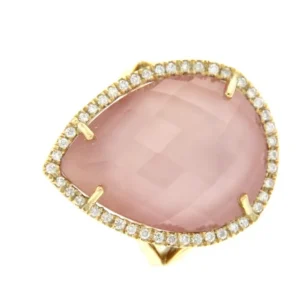 Roman Joyero Anillos<SASSARI, Anillo de oro y diamantes con cuarzo rosa.