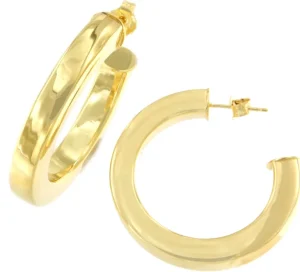 Roman Joyero Pendientes<SEAHOUSE argollas redondas alisadas en plata 1ª ley bañada oro