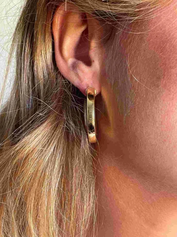 Roman Joyero Pendientes<SEAHOUSE argollas redondas alisadas en plata 1ª ley bañada oro