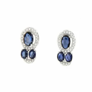 Roman Joyero Pendientes<SEREF pendientes de zafiros con brillantes en oro blanco 18 ktes