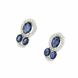 Roman Joyero Pendientes<SEREF pendientes de zafiros con brillantes en oro blanco 18 ktes