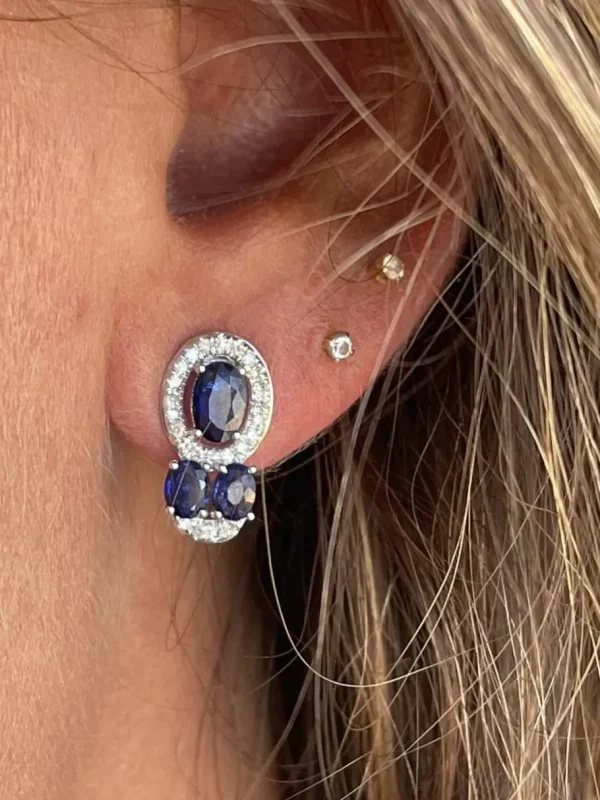 Roman Joyero Pendientes<SEREF pendientes de zafiros con brillantes en oro blanco 18 ktes