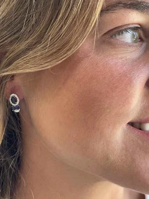 Roman Joyero Pendientes<SEREF pendientes de zafiros con brillantes en oro blanco 18 ktes