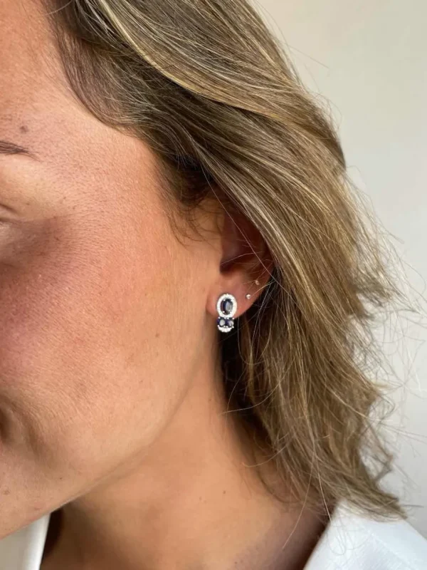 Roman Joyero Pendientes<SEREF pendientes de zafiros con brillantes en oro blanco 18 ktes