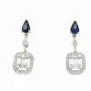 Roman Joyero Pendientes<SERVET pendientes zafiro y brillantes colgantes oro blanco 18k