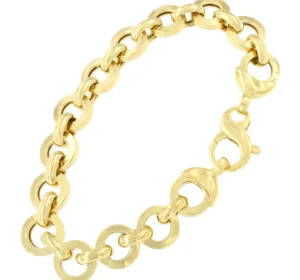 Roman Joyero Pulseras<SETENIL pulsera plata 1ª ley bañada oro eslabones de círculos