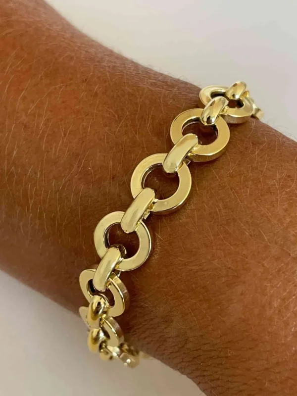 Roman Joyero Pulseras<SETENIL pulsera plata 1ª ley bañada oro eslabones de círculos