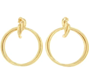 Roman Joyero Pendientes<SIGFRIDO pendientes argollas cruzadas en plata 1ª ley bañado oro