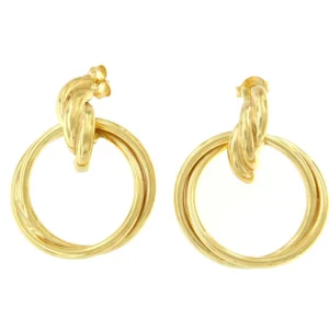 Roman Joyero Pendientes<SIGFRIDO pendientes argollas cruzadas en plata 1ª ley bañado oro
