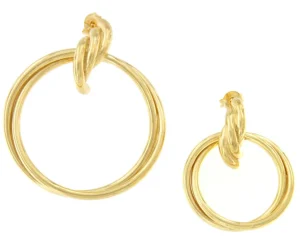 Roman Joyero Pendientes<SIGFRIDO pendientes argollas cruzadas en plata 1ª ley bañado oro