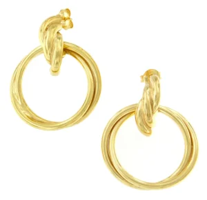 Roman Joyero Pendientes<SIGFRIDO pendientes argollas cruzadas en plata 1ª ley bañado oro