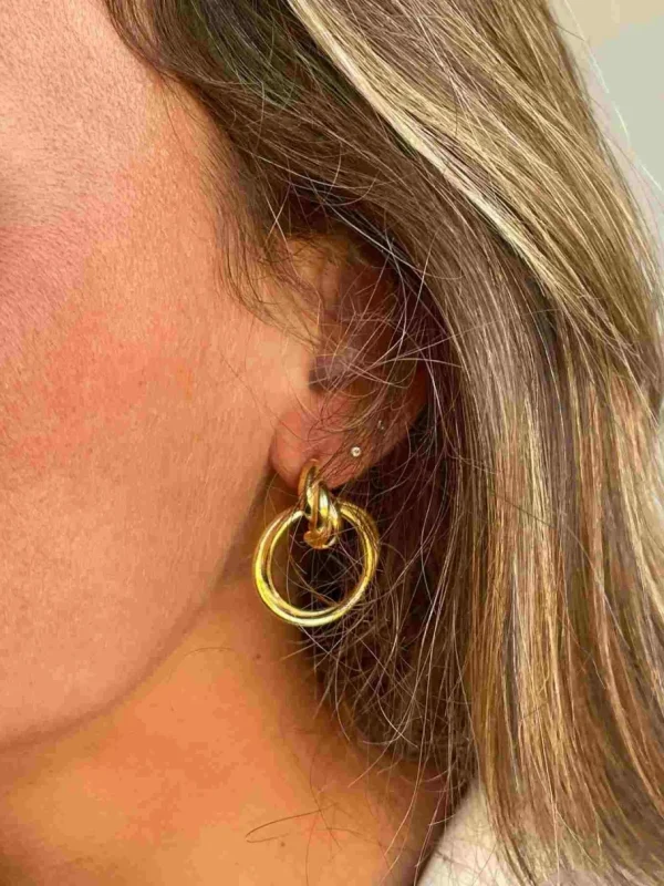 Roman Joyero Pendientes<SIGFRIDO pendientes argollas cruzadas en plata 1ª ley bañado oro