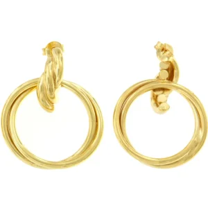 Roman Joyero Pendientes<SIGFRIDO pendientes argollas cruzadas en plata 1ª ley bañado oro