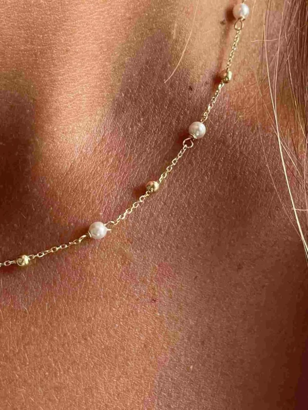 Roman Joyero Cadenas Y Gargantillas<SISIL gargantilla perlas y bolitas en oro amarillo de 18 ktes