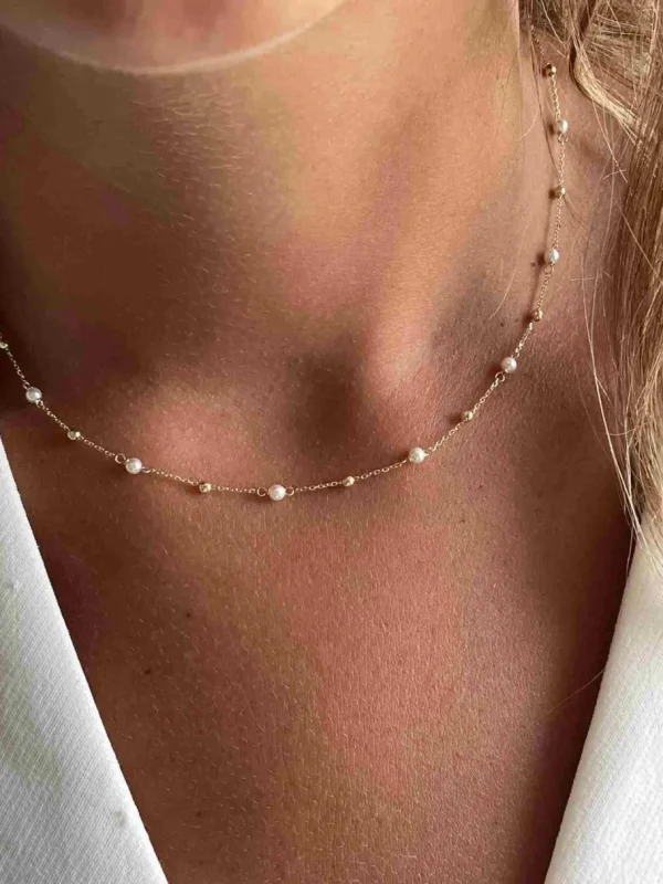 Roman Joyero Cadenas Y Gargantillas<SISIL gargantilla perlas y bolitas en oro amarillo de 18 ktes