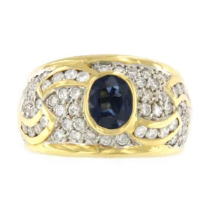 Roman Joyero Anillos<Sortija de compromiso PRIOR de oro amarillo de 18 ktes con un zafiro central