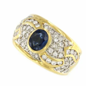 Roman Joyero Anillos<Sortija de compromiso PRIOR de oro amarillo de 18 ktes con un zafiro central