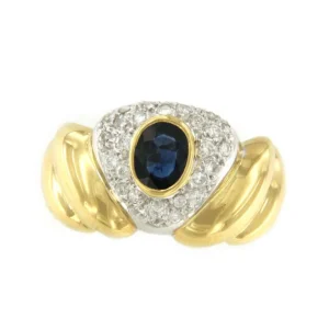 Roman Joyero Anillos<Sortija TWILIGHT en oro blanco y amarillo con un zafiro central