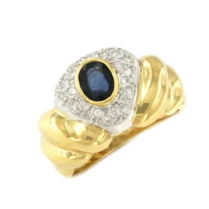 Roman Joyero Anillos<Sortija TWILIGHT en oro blanco y amarillo con un zafiro central