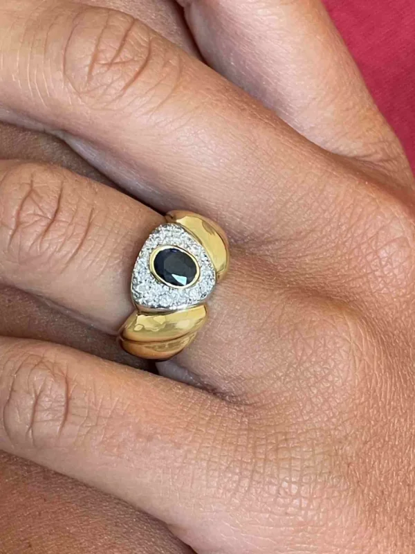 Roman Joyero Anillos<Sortija TWILIGHT en oro blanco y amarillo con un zafiro central