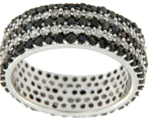 Roman Joyero Anillos<STROZZI, anillo de plata con circonitas blancas y negras