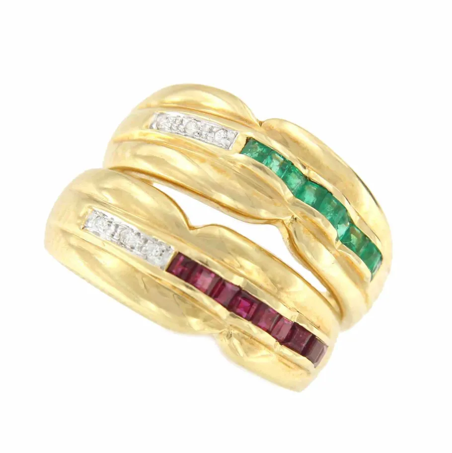 sukran_anillo_oro_amarill_11.webp Roman Joyero Anillos<SUKRAN anillo oro amarillo de 18 kts brillantes y esmeraldas