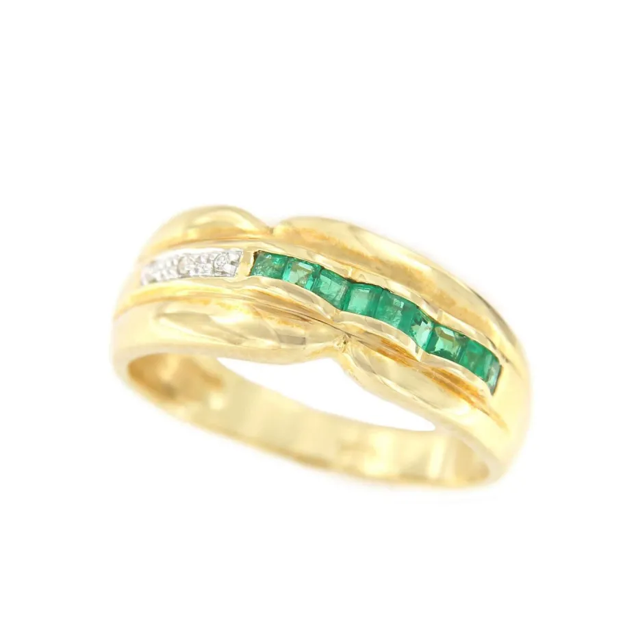 sukran_anillo_oro_amarill_4.webp Roman Joyero Anillos<SUKRAN anillo oro amarillo de 18 kts brillantes y esmeraldas
