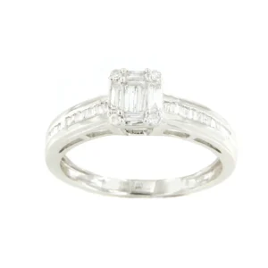 Roman Joyero Anillos<SWING anillo con centro baguettes y taipes en oro blanco 18K