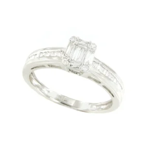 Roman Joyero Anillos<SWING anillo con centro baguettes y taipes en oro blanco 18K
