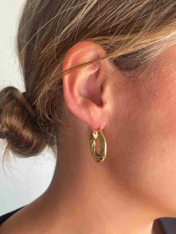 Roman Joyero Pendientes<TANGER argollas planas galloneadas en plata 1ª ley bañada oro