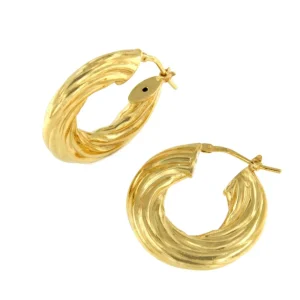 Roman Joyero Pendientes<TANGER argollas planas galloneadas en plata 1ª ley bañada oro