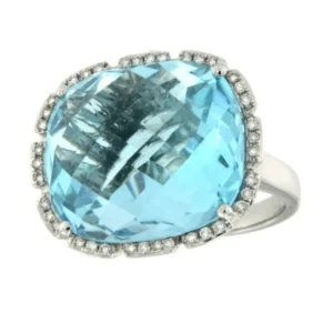 Roman Joyero Anillos<TANGO, anillo de oro blanco con diamantes y topacio azul