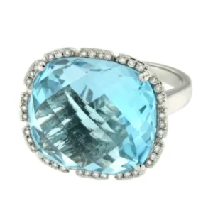 Roman Joyero Anillos<TANGO, anillo de oro blanco con diamantes y topacio azul