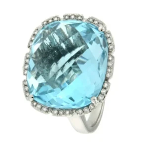 Roman Joyero Anillos<TANGO, anillo de oro blanco con diamantes y topacio azul
