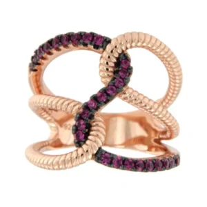 Roman Joyero Anillos<TATIANA, anillo de plata con circonitas rubí o negras