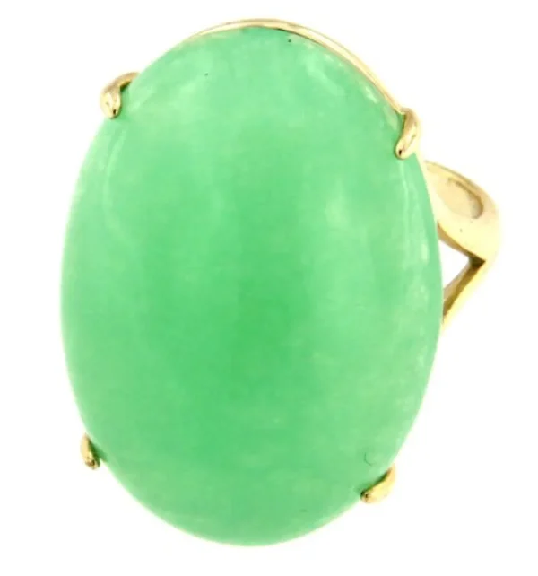 Roman Joyero Anillos<THAWAR, anillo de plata dorada y cuarzo verde