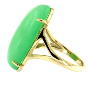 Roman Joyero Anillos<THAWAR, anillo de plata dorada y cuarzo verde