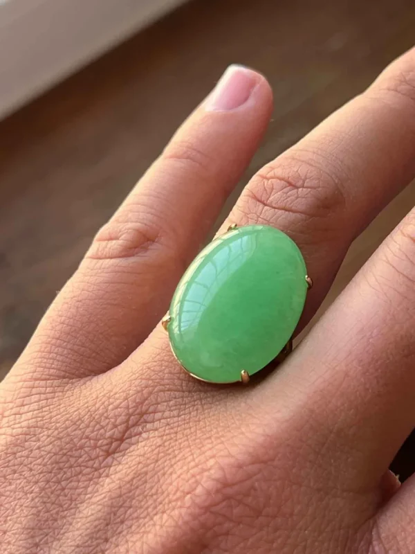 Roman Joyero Anillos<THAWAR, anillo de plata dorada y cuarzo verde