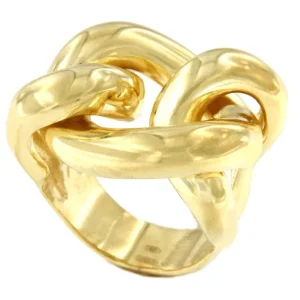 Roman Joyero Anillos<TROVADORA anillo ancho barbado brillo en plata 1ª ley bañada oro