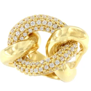 Roman Joyero Anillos<TURANDOT anillo circonitas barbado en plata 1ª ley bañada oro