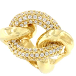 Roman Joyero Anillos<TURANDOT anillo circonitas barbado en plata 1ª ley bañada oro