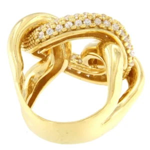 Roman Joyero Anillos<TURANDOT anillo circonitas barbado en plata 1ª ley bañada oro