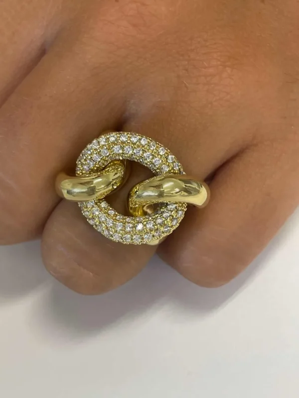 Roman Joyero Anillos<TURANDOT anillo circonitas barbado en plata 1ª ley bañada oro