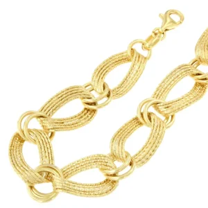 Roman Joyero Pulseras<TURIN pulsera plata 1ª ley bañada oro eslabones lisos y mates