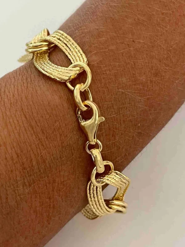 Roman Joyero Pulseras<TURIN pulsera plata 1ª ley bañada oro eslabones lisos y mates