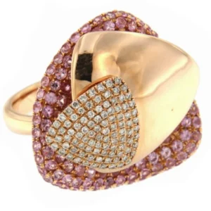 Roman Joyero Anillos<TWIST, anillo de oro rosa con triángulos de diamantes de colores
