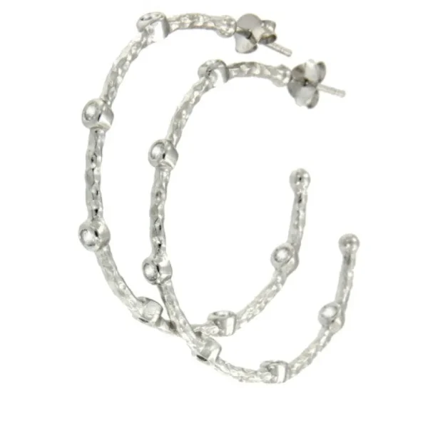 Roman Joyero Pendientes<URALES, pendientes de plata rodiada con circonitas.